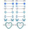 Besteel 8 Pairs Nipple Rings 14G Stainless Steel Nipplerings CZ Heart Butterfly Ball Tongue Barbell Rings Retainer Body Piercing Jewelry for Women