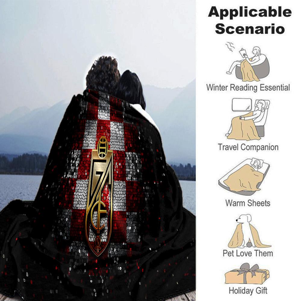 Granada Golden Crest Flannel Blanket, Soft Polyester, Modern Design, All-Season for Camping, Travel, Gifts for holidays or birthdays