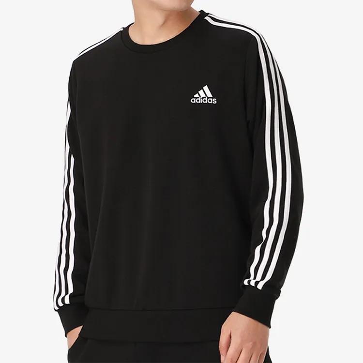 adidas Оригинальные свободные полосатые толстовки с длинными рукавами и брюки комплект для женщин черный GK9078JV9943