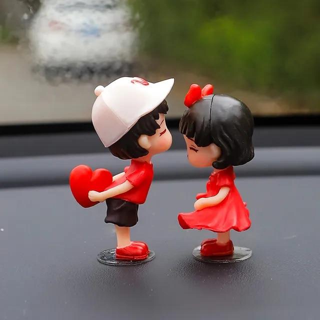 Car Accessories Cute Cartoon Couples Action Figure Figurines Balloon Ornament Auto Interior Dashboard for Girls Gifts Drop