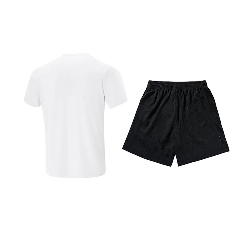 Серия для тренировок Li Ning Однотонный Логотип Минималистичный Быстросохнущий Дышащий Пуловер с Круглым Вырезом Футболка с Коротким Рукавом Повседневный Спортивный Комплект ATSV597-1+YATV113-1