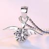 New 925 Sterling Silver Women Pendant Necklace Fashion Angel Wings High Quality Crystal Zircon Clavicle Chain Jewelry Gift