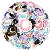 50 Original Non-Repeating Dream Moon Theme Waterproof Decorative Stickers, Various Moon Creative Illustrations
