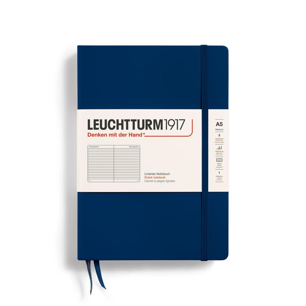 Leuchtturm Horizontal Officially Imported Notebook, A5, Ruled, Navy, 342922,