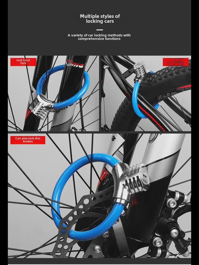 Гальванизированный противоугонный тросовый замок для горного велосипеда: Портативный, мини и безопасный