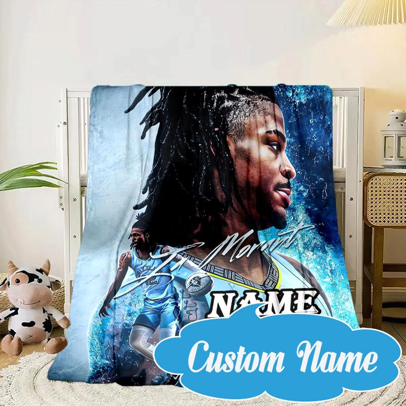 Custom Name Basketball Player Morant Blanket bed sofa Blanket Flannel Blanket for Camping, Hiking, Picnic Essentials,gift for Fan family