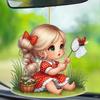 New Acrylic Flat 2D Flower Fairy Green Fresh Girl Cartoon Car Pendant Keychain