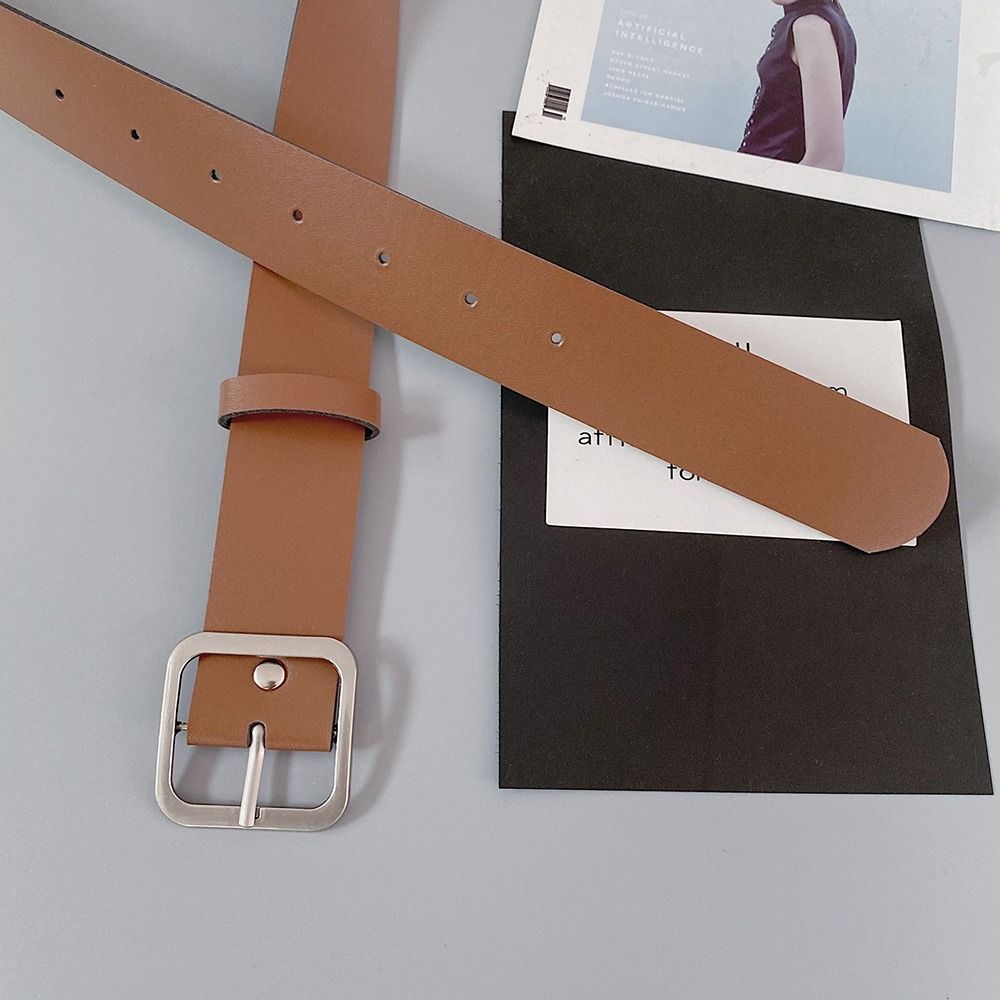 Chic Luxury Brand Design Waist Band Square Pin Buckle Waistband Leather Belt Ladies Dress Strap