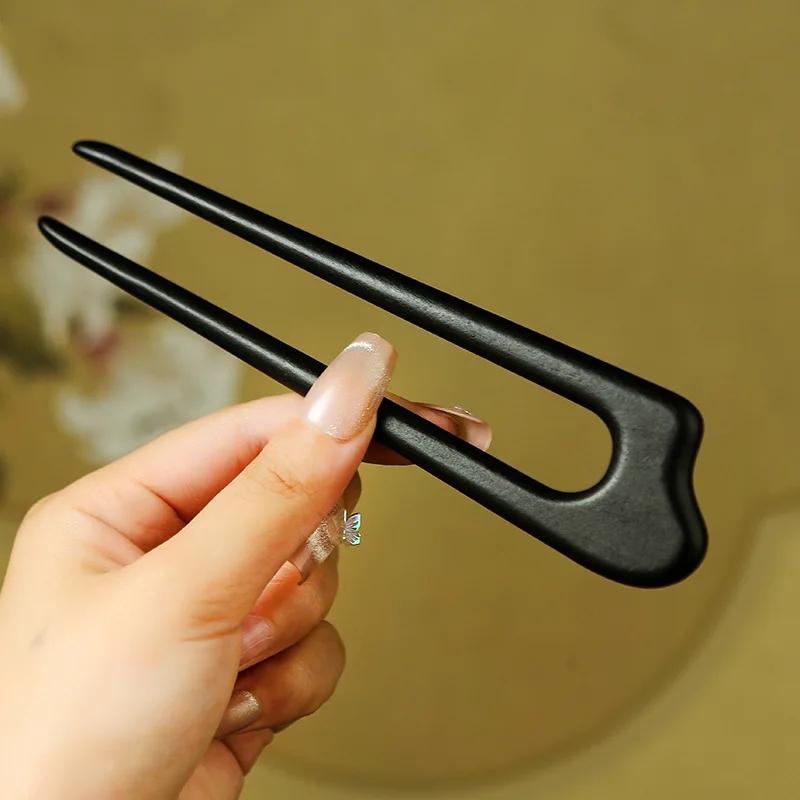 Деревянные палочки для волос в форме буквы U, вилка, модная китайская шпилька, головной убор, пучок для волос, женские, для девочек, винтажные, аксессуары для волос для хвостика
