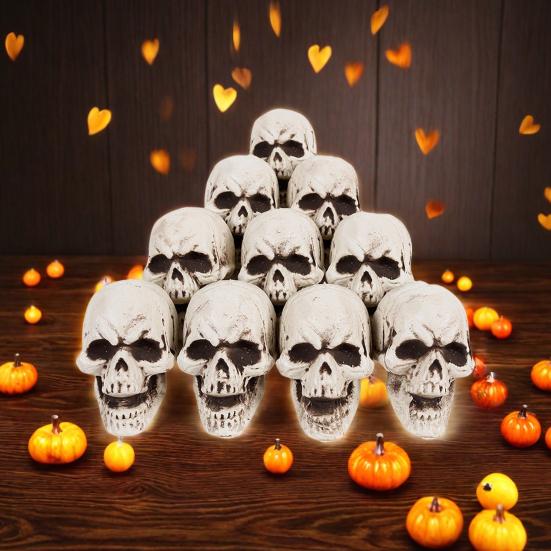 10Pcs Halloween Skeleton Decor Mini Skulls for Party Realistic Skull Props Thrilling Table Decoration