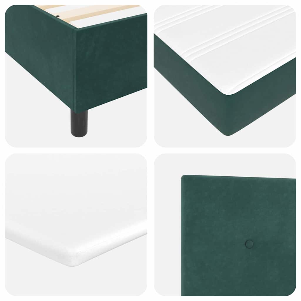 Box Spring Bed with Headboard Dark Green 200 x 90 cm Velvet