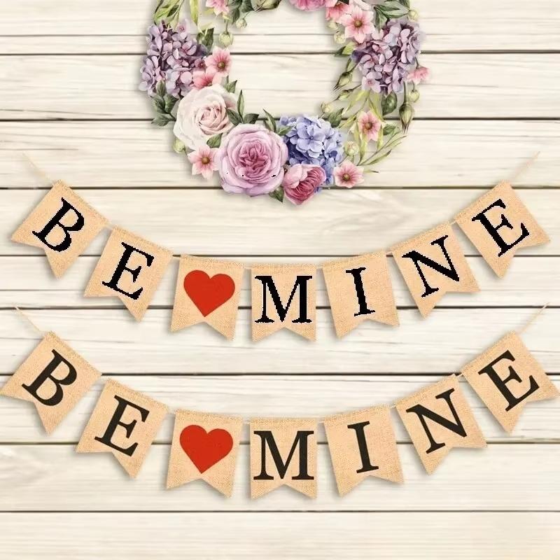 Деревенский винтажный баннер BE MINE Bunting Banner для свадебного душа Photo Booth, реквизит для уличной свадебной вечеринки, украшения для легкой установки