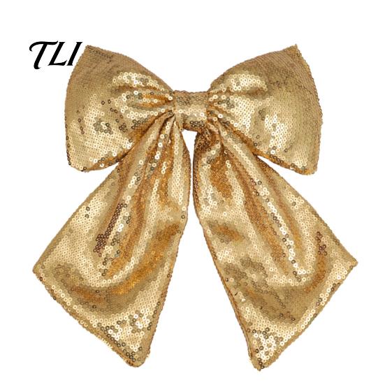 Durable Polyester Bows for Seasonal Decor Christmas Large Bow Pendant with Sequin, Multi-Layered Glitter Decorative Hanging Holiday Parties Ornament,
