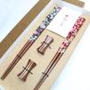 Dishwasher Safe Acrylic Wild Cherry Couple Chopsticks with Chopstick Rest Celebration Wedding Gift Cosmetic Box Gift Set Wakasa-nuri