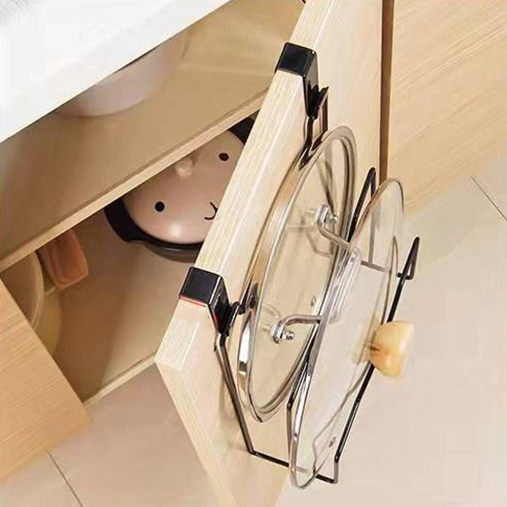 Wall Mounted Pot Cover Rack Suspension Kitchen Storage Rack Portable Lid Rack