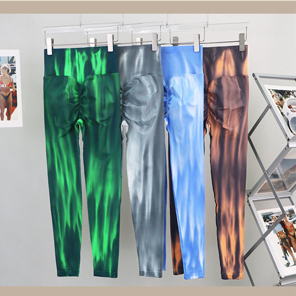 Бесшовные спортивные леггинсы с принтом тай-дай, женская одежда для тренировок в тренажерном зале, йоге, леггинсы с высокой талией и принтом