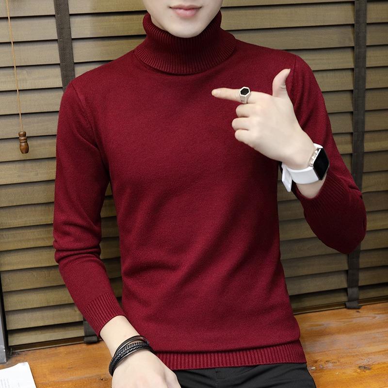 Men S Slim Fit Solid Color Turtleneck Long Sleeve Knit Sweater Winter