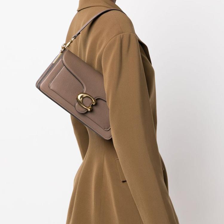 Coach Tabby 26 Snap Closure Polished Texture Leather Handbag Medium Women handbags Dark-Brown CH857-B4CBD