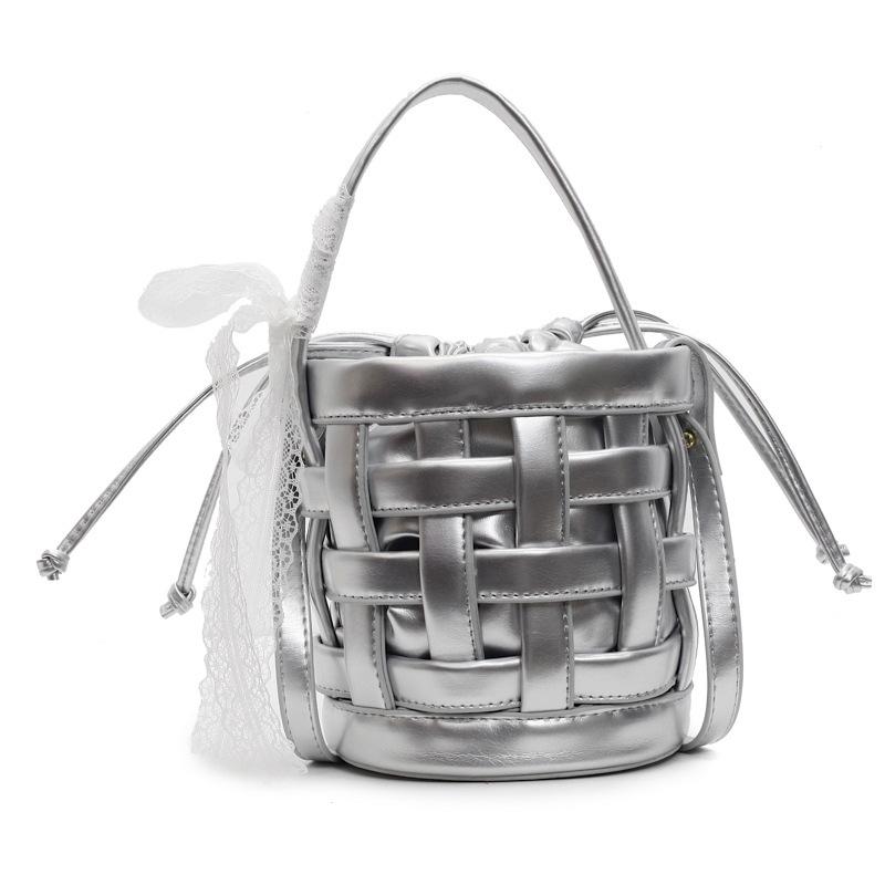 Корейская версия нишевой сумки-ведра для ношения в руке, женская, трендовая, универсальная, модная плетеная сумка, в иностранном стиле, через плечо