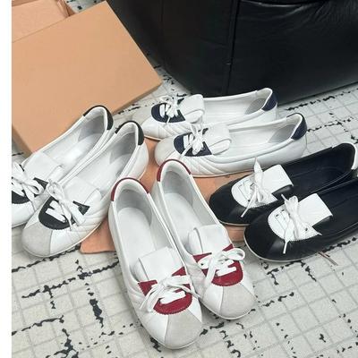 Дом Форрест Гамп тренировочная обувь 2025 весна и лето новая французские балетки с круглым носком на шнуровке с лоскутной отделкой одинарная обувь женская