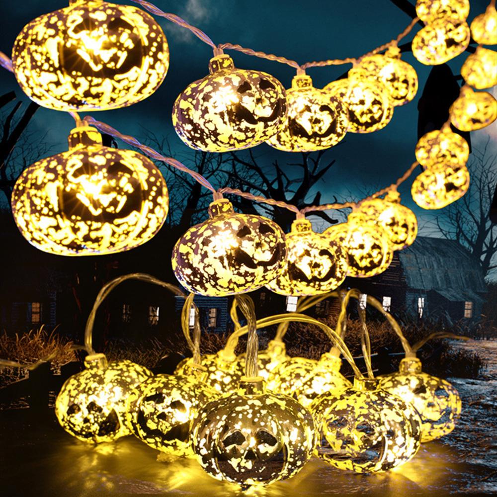 Светодиодные тыквенные огни Хэллоуинские украшения для вечеринок Череп гирлянды Бар Пульт дистанционного управления