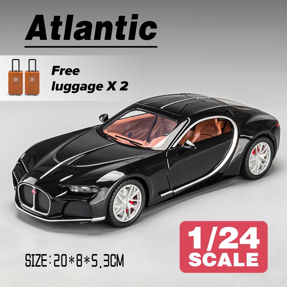 1/24 масштаб Bugatti Atlantic Supercar, литая под давлением модель автомобиля, игрушечный автомобиль с откатным механизмом со звуком и светом для детей, коллекция подарков для мальчиков и девочек