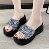 Summer NEW Style Fashionable and Elegant Platform Sole Sandals Solid Color Round Toe Sequin Decorated Open Toe Slippers NO:A588