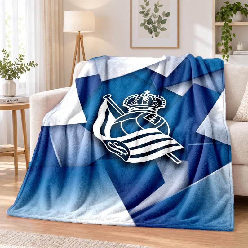 Real Sociedad FC Printed Flannel Blanket Warm Comfort Bed Throw For Indoor Home Decoration