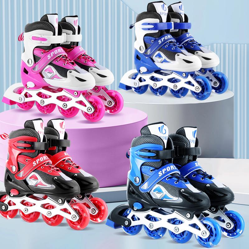 Регулируемые мигающие ПВХ коньки для мальчиков и девочек