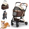 Компактная тележка для домашних животных для маленьких и средних и отдельных для нескольких собак, поворот на 360 градусов для выгула 2 компактных собак, 4 открывающихся и передних колеса