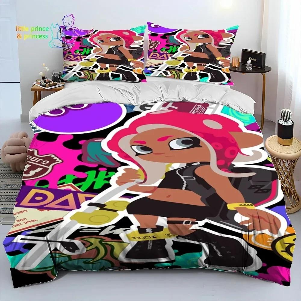 S-Splatoon Игра Геймер Мультяшный Постельный Комплект Односпальный Полуторный Двуспальный Кингсайз Комплект для Кровати Взрослый Ребенок Спальня Постельные Принадлежности Подарок