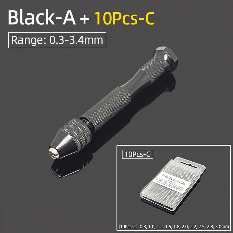Mini Micro Hand Drill Bits Set Aluminum 0.3-3.4mm Keyless Chuck Punching Rotary Tools PCB Twist Drill For DIY Jewelry Wood Craft