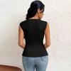 Women's clothing European and American elegant style T-shirt spring and summer new diagonal collar slim short solid color top