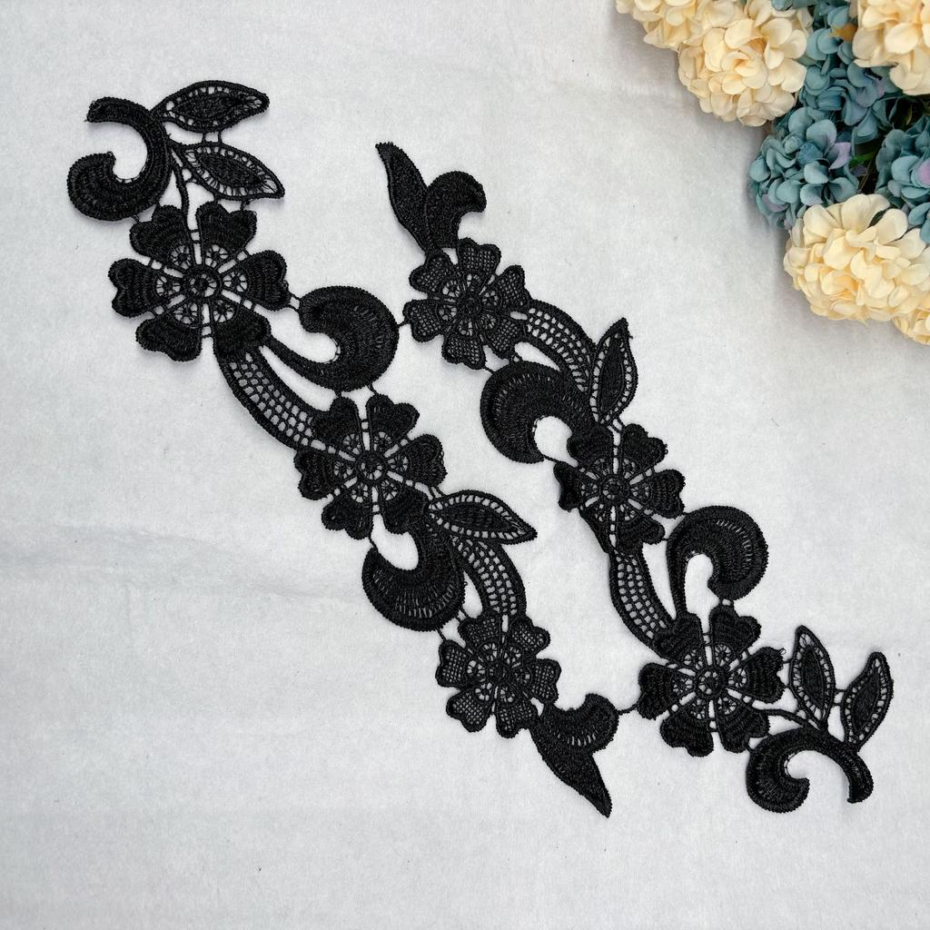 Black Water-Soluble Lace Polyester Light Embroidery Flower Patch Hollow Cloth Sticker Flower Diy Clothing Accessories