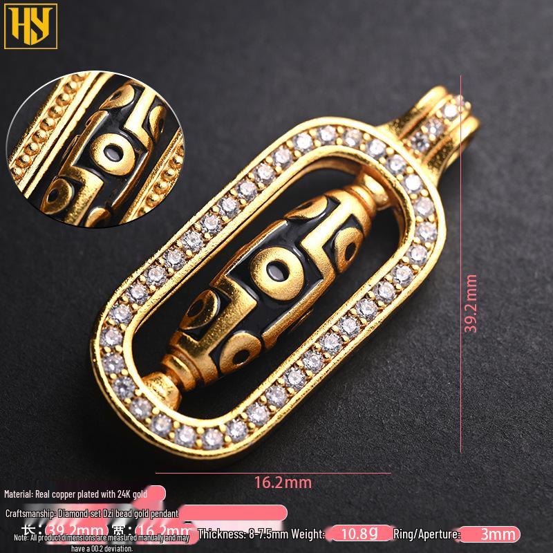 Подвеска-ожерелье с тибетским Дзи девятиглазым амулетом, покрытая 24-каратным золотом, с инкрустацией цирконами