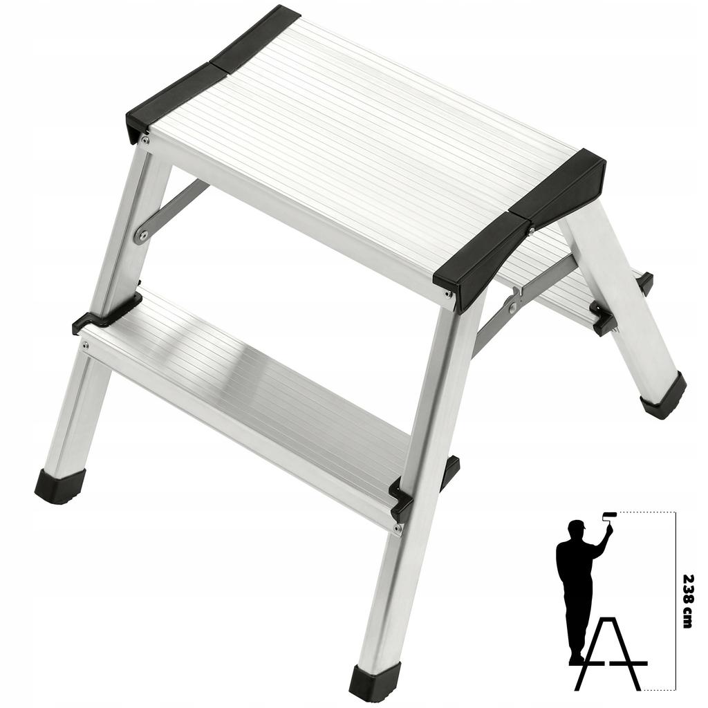 KADAX Алюминиевая складная лестница для дома с 2-3 ступеньками и платформой 125 кг. Польский продукт