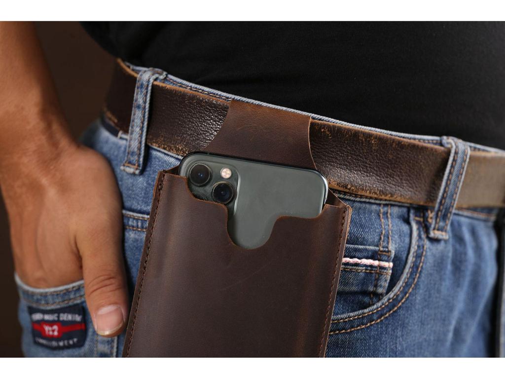 Чехол для телефона EDC из натуральной кожи - мужской защитный чехол для ношения на талии