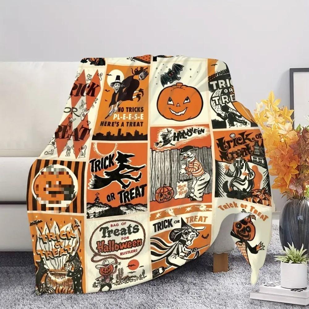Flannel Fleece Blanket Cover Flannel New 2024 Halloween Bed Sheet Blanket Home Sofa