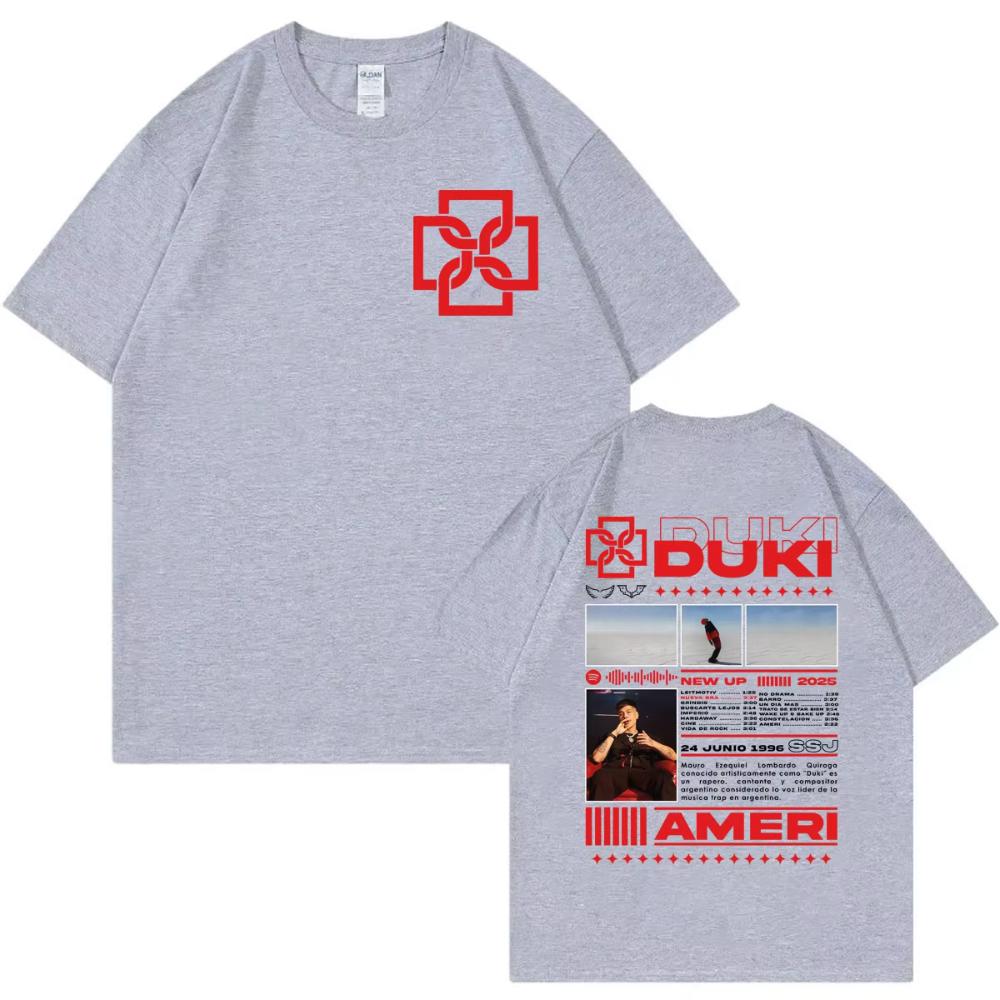 Rapper Duki Tour 2025 Double Sided Print Tshirts Fashion Hip Hop Short Sleeve T Shirts Men Womens High Quality Cotton Tshirts