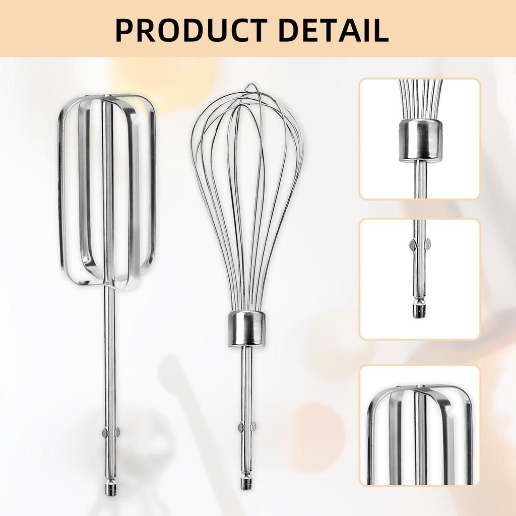 Pack of 3 Stainless Steel Beater Attachments Flour Mixing Whisk Handheld Mixer Accessories Perfect for Hand Mixer Baking