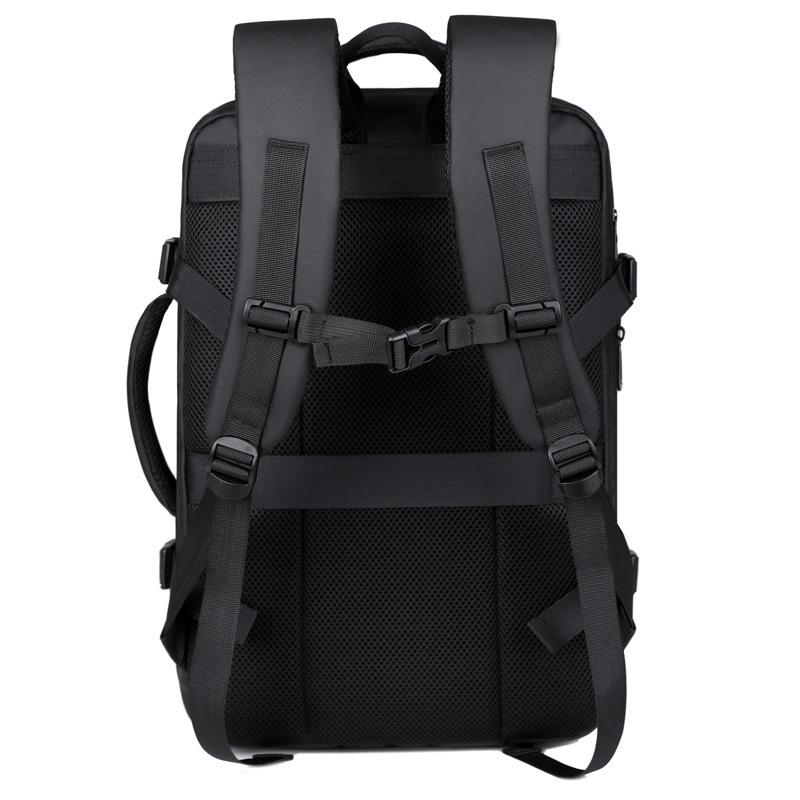 Expandable USB Business Backpack: Water-Repellent, Large Capacity, Leather Film for Men's Commute & Travel