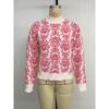 Half High Neck Knit Autumn Winter Floral Jacquard Pink Sweater