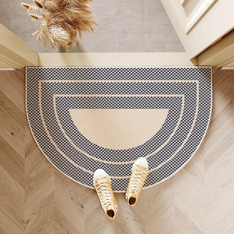 French Cream Style Entrance Door Floor Mat, Semi-Circular Carpet, Door Foot Mat, Easy To Maintain, Home Decoration