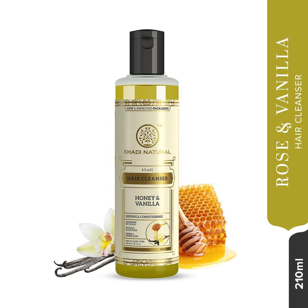 Khadi Natural Honey & Vanilla Hair Shampoo 210 ml Pack | Herbal Anti-Dandruff Shampoo for Soft Healthy Hair
