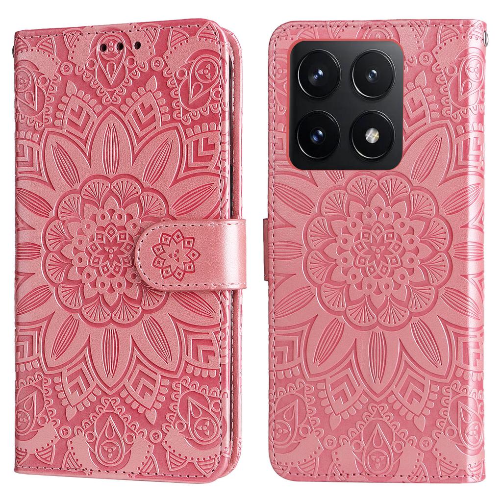 For Xiaomi 14T Case Sunflower Imprint Leather Wallet Phone Cover