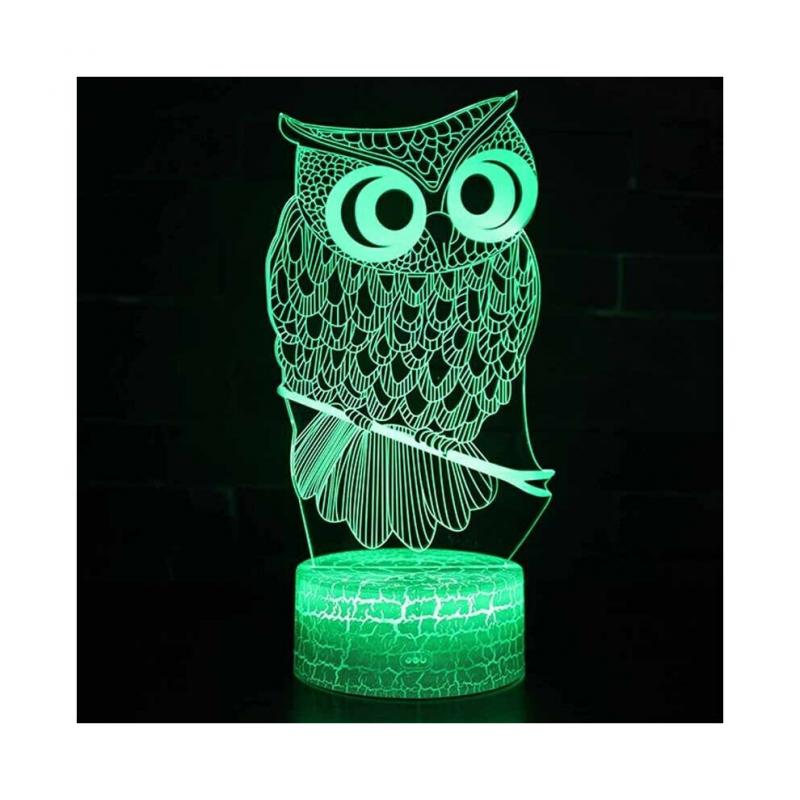 Touch Switch Table Desk Lamp Kid Fashion 3D Owl LED Night Light Bedroom Decor Xmas Gifts
