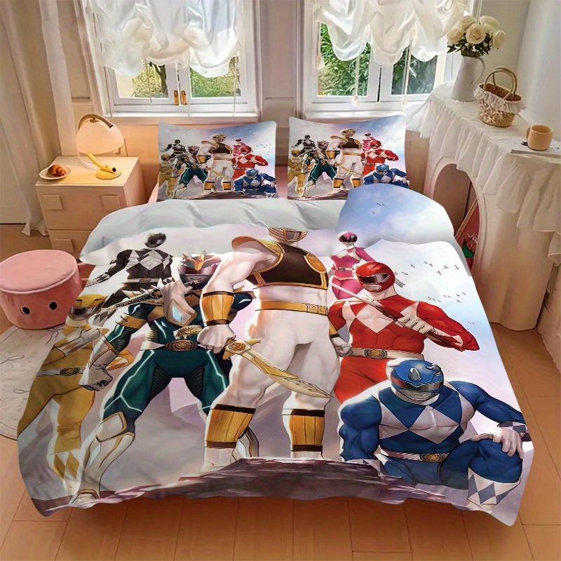 3pcs Power Rangers Themed Quilt Cover Set (1 Quilt Cover + 2 Pillowcases Without Pillow Core), High-Definition Printing for Home and Dormitory.F064