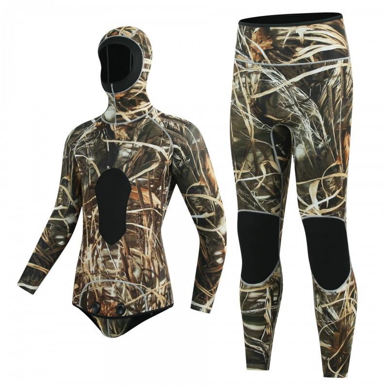 3mm Neoprene Separate Wetsuit Men Women Camo Hooded Freediving Surf Spearfishing Deep Dive Rescue Warm