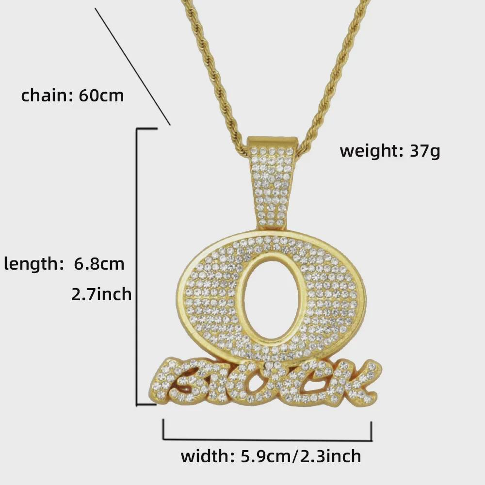 OBLOCK Letter Pendant Necklace: Trendy European & American Hip-Hop Style with Alloy and Diamond Accents