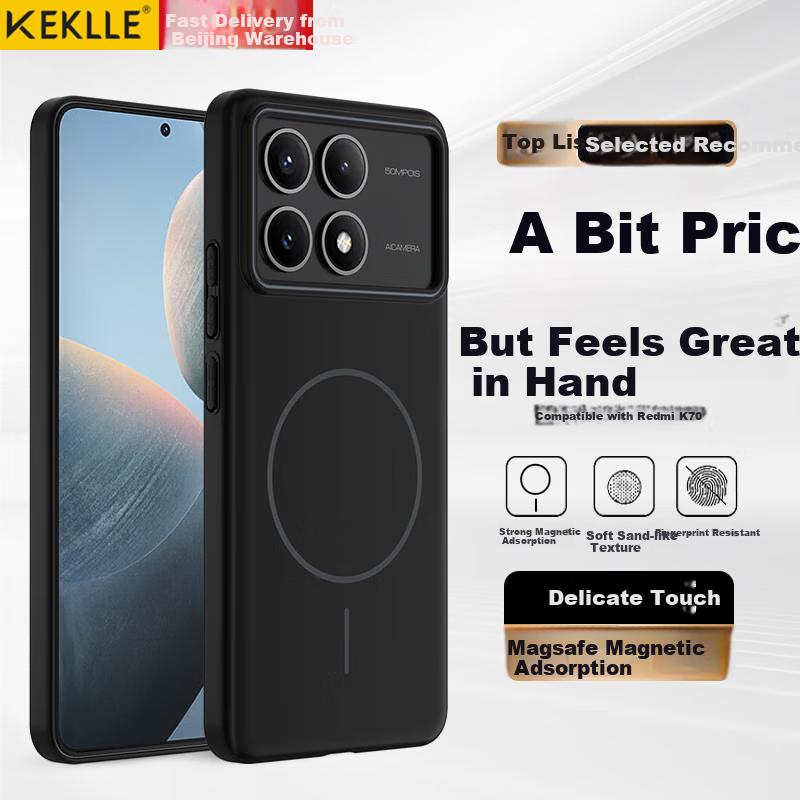 KEKLLE Phone Case for Redmi K70, Redmi K70 Pro Protective Cover, Magnetic Wireless Charging, Frosted Anti-Drop Protective Case, Midnight Black